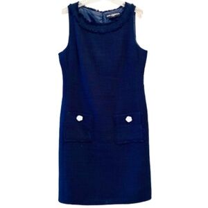 Navy Tweed Sleeveless Dress